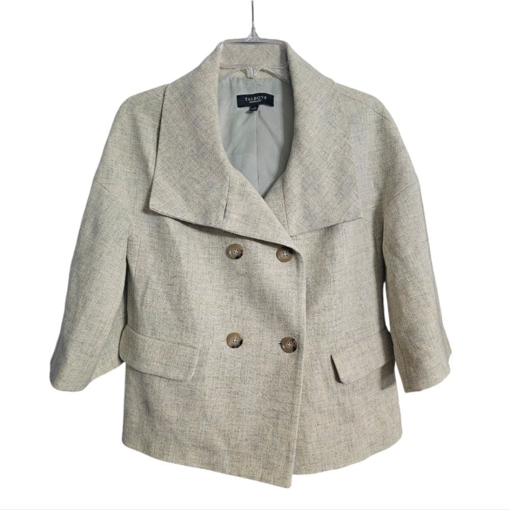 TALBOTS Wool Double Breasted Blazer Jacket Yellow Green - Size 4